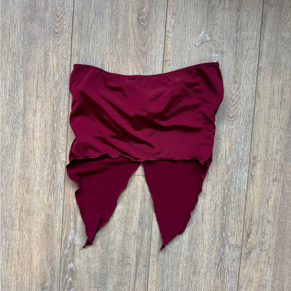 Burgundy Ruched Crop Top - Picture 2 of 2